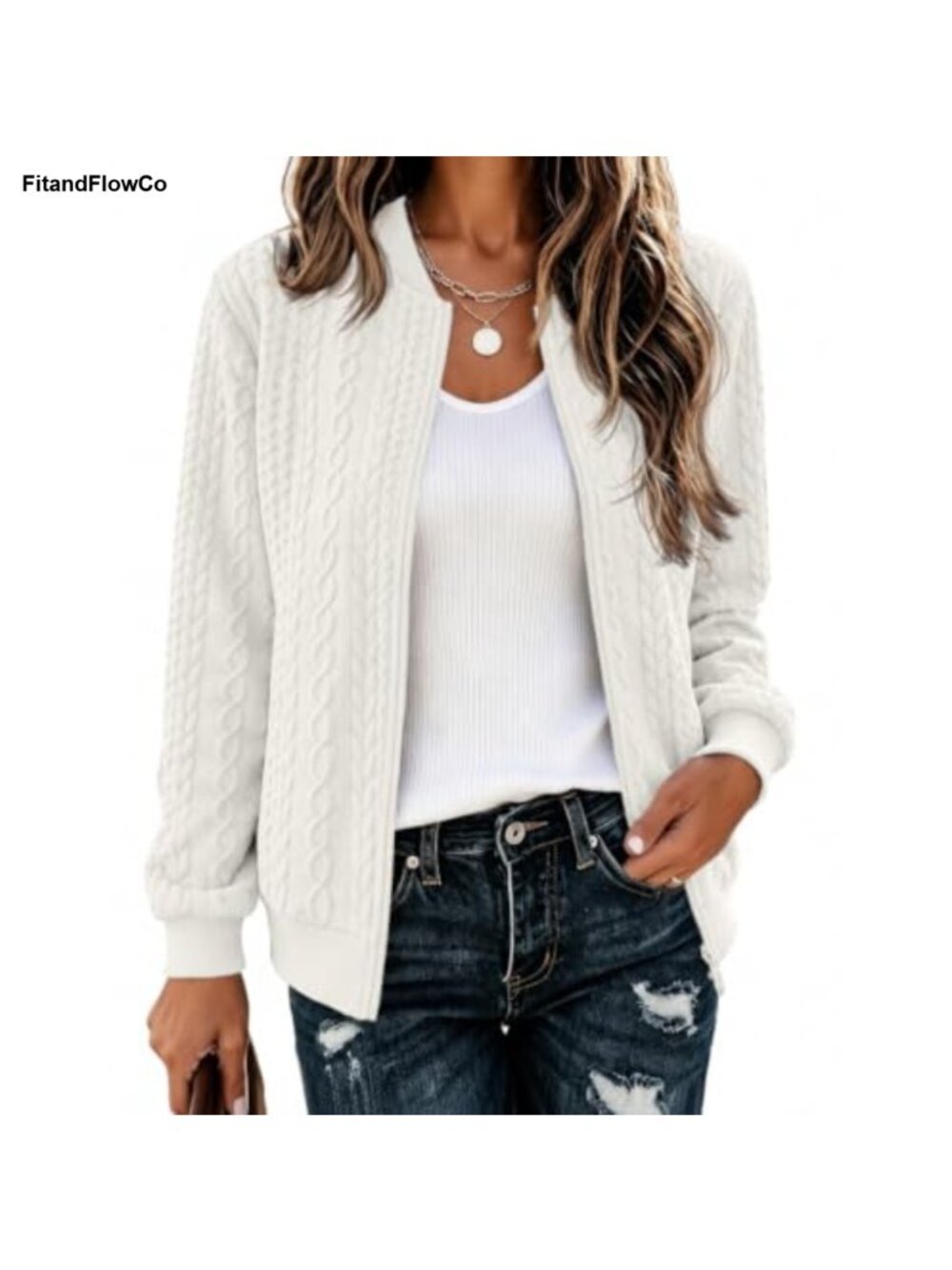 WROLEM Women's Cropped Zip Up Cardigan Sweatshirt Jacket Casual